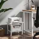 TUTOTAK 2 Tier Printer Stand, Rolling Printer Cart with Power Outlets and USB Ports, Mobile Printer Table with Wheels, for Under Desk, Office, Home, White PS01BW001P