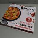 White Marble Non Stick Pizza Pans Set of 3  Carbon Steel Pizza Baking Trays (9.45", 11.02", 12.99") for Oven Use, Durable, PFOA, PFOS, PTFE Free, Dishwasher Safe, Stain-resistant, Easy Cleanup