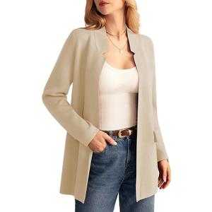 GRACE KARIN Women's 2025 Long Sleeve Open Front Knit Cardigan Notch Collar Sweater Blazer Jacket Fall Winter Clothing
 Size XL