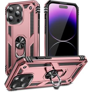 Korecase for iPhone 15 Pro Case with Ring Stand Full Body Heavy Duty Shockproof Shell Military Grade Drop Protection Phone Case for iPhone 15 Pro for Women Rose Gold
