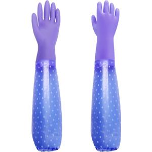 XANGNIER Long Gloves for Cleaning Bathroom,Waterproof Chemical Resistant Gloves Elbow Length,Pvc Full Arm Men & Women Reusable Glove for Gardening,Aquarium,Kitchen,Dishwashing,Household Cleaning,1pair