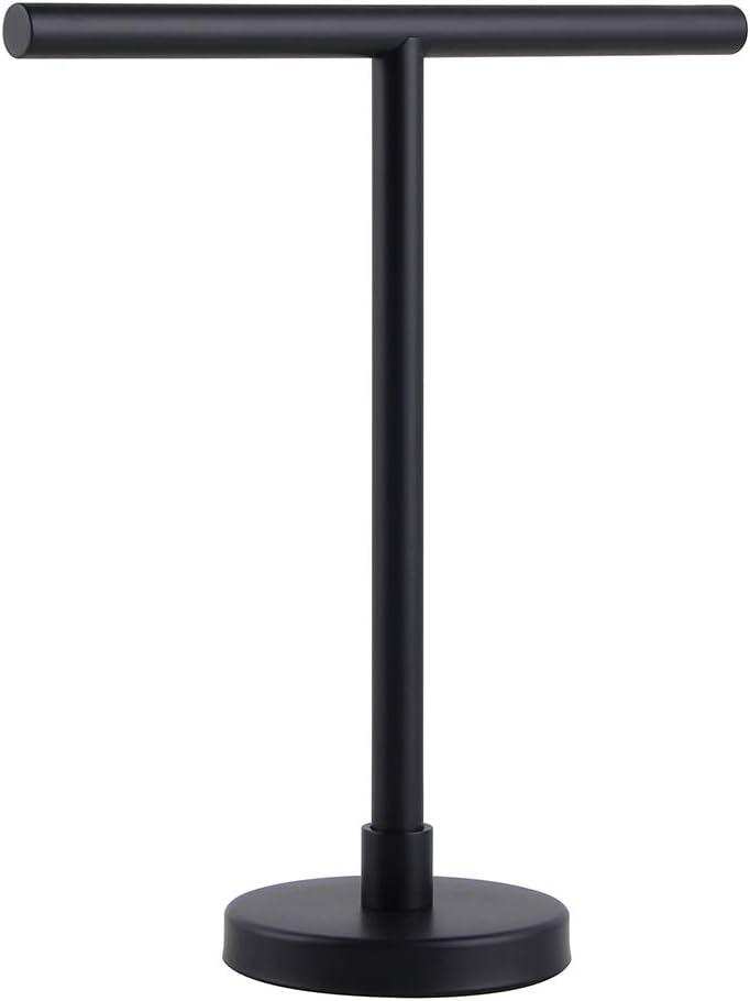 GERZWY Modern Hand Towel Holder Tree Rack Free Standing SUS 304 Stainless Steel Countertop Towel Ring, Matte Black DZY06-BK