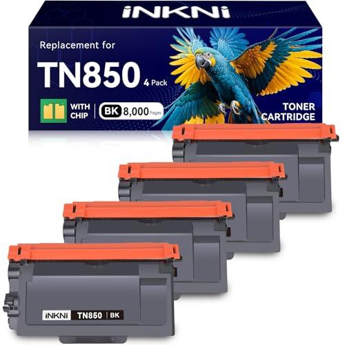InkNI Compatible TN850 Toner Cartridge Replacement for Brother TN850 TN820 TN880 High Yield Compatible for Brother DCP-L5600DN HL L5000D HL L5200DW HL L6200DW L5850DW L6700DW Printer (Black, 4-Pack)