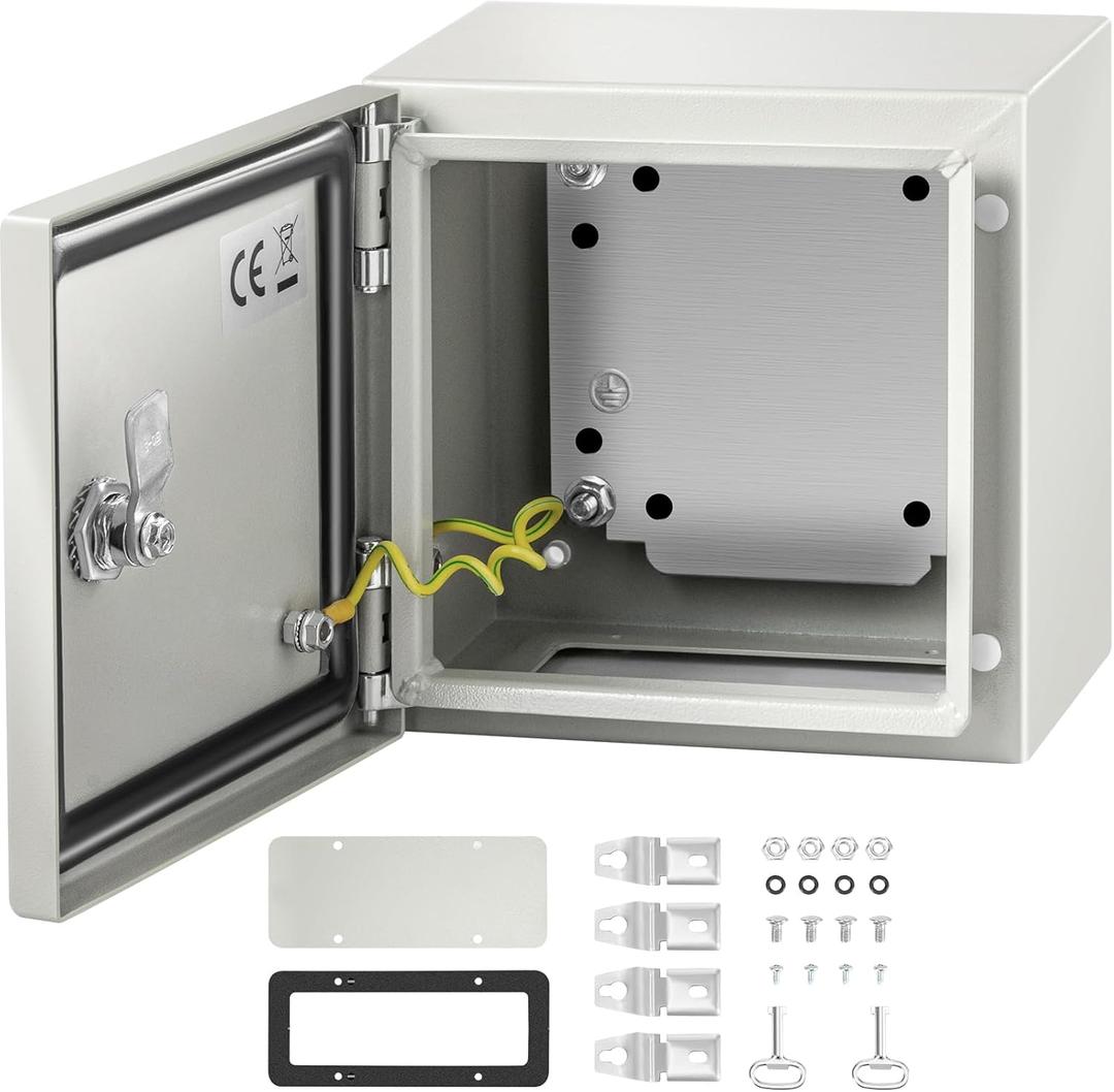 VEVOR NEMA Steel Enclosure, 8" x 8" x 6" NEMA 4X Steel Electrical Box, IP66 Waterproof & Dustproof, Outdoor/Indoor Electrical Junction Box, with Mounting Plate