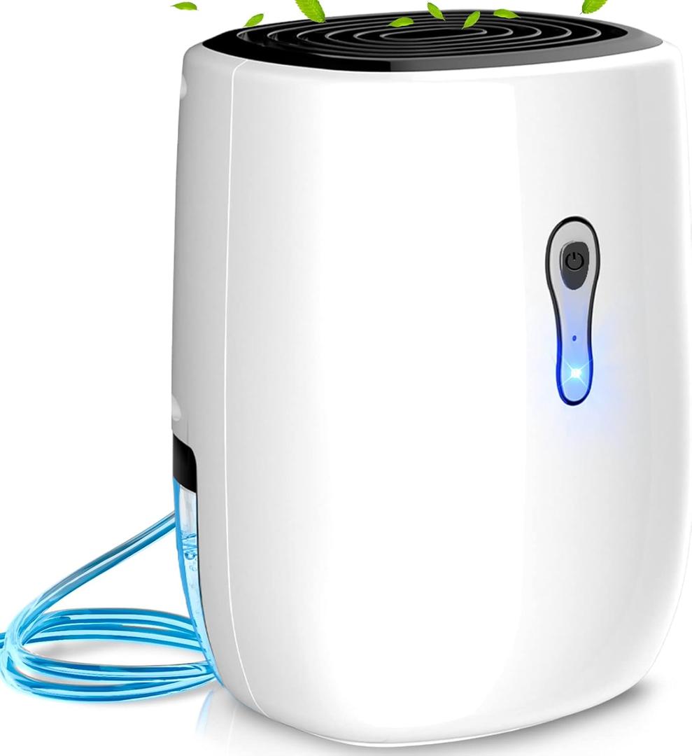 Posdry Dehumidifiers for Home 27oz(800ml) Small Auto Shut off Dehumidifiers with Drain Hose,Portable Ultra Quiet Mini Dehumidifier Effective for Bathroom, Basement, Garage, RV, Closet