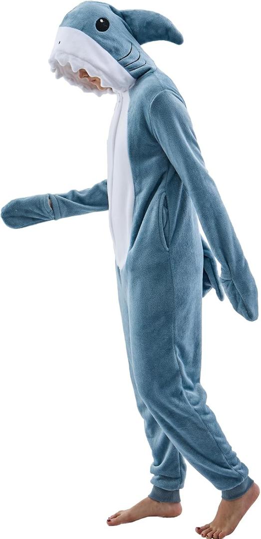 SWEETXIN Adult Unisex Onesie Pajamas Halloween Christmas Cosplay Costume Suit for Women and Men (X-Large, Shark)