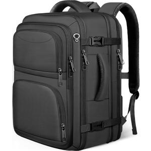 Travel Backpack, Expandable Carry on Backpack for Men, TSA 17.3 inch Laptop Bag Flight Approved, Lightweight Business Luggage Bag, Travel Gifts for Men Women, Black