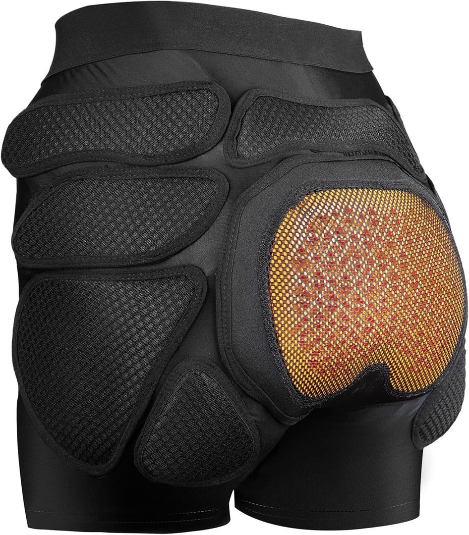 Protective Padded Shorts Crash Pad, PU Hip Butt Pads Impact Gear for Youth Ladies Women, Tailbone Protection Pad for Ski Snowboarding Skating Skateboard (Small, Black)