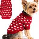 Dog Sweater Girl Dog Clothes Heart Dog Sweaters for Small Dogs Knitted Puppy Clothes Small Dog Sweater Female Soft Cat Sweater Comfy Pet Outfit Red Puppy Sweater Chihuahua Dachshund,L