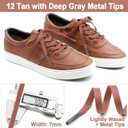 DELELE Flat Waxed Cotton Shoelaces: Wax Shoe Laces for Sneakers Boot 2 Pair (31 inch (80CM), 12 Tan With Deep Gray Metal Tips)
