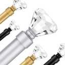 2 Pack Curtain Rods for Windows 30 to 54 Inches2.5-4.5 Feet, 1 Inch Diameter Adjustable Single Window Rod, Decorative Drapery Rods, Crystal Diamond Finials, Silver