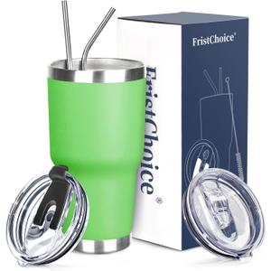 30 oz Tumbler with Lids and Straws Double Wall Vacuum Insulated Tumbler Cup,Stainless Steel Leak-proof Thermal Tumbler Travel Coffee Mug for Cold and Hot Drinks, Avocado Green