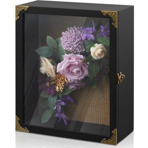 Deep Shadow Box,11x13-inch Shadow Boxes Display Cases, Large Shadow Box Frame, 4-inche Interior Deep Display Cases, Black Wooden Keepsake Boxes for Bridal Bouquets