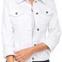 Juicy Trendz Women Relaxed Fit Denim jacket Button UP Lightweight Long Sleeve Ladies Stretch Trucker Jean Jackets Size XL.