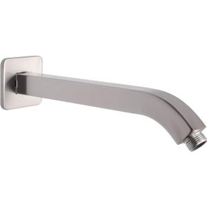 Shower Arm with Flange and Teflon Tape, Wall Mounted Square Shower Pipe 304 Stainless Steel Extension Arm for Fixed Shower Head & Handheld Shower (10 Inch, Brushed Nickel)