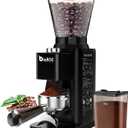 Conical Burr Espresso Coffee Grinder Electric, Coffee Bean Grinder for Home Use Upgraded 48 Grind Settings, 35s Precision Timer, Anti-Static for Pour Over/Drip/French Press, Stainless Steel Black