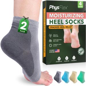 Moisturizing Socks for Dry Cracked Heel Treatment, 4-Pack Gel Heel Socks, Foot Care Spa & Pedicure Socks  Gifts for Women - Silicone Socks for Cracked Feet Repair & Overnight Hydration (Gray)