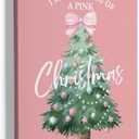 HIWX Pink Bow Christmas Wall Decor - Framed Canvas Painting Wall Art, Pink Christmas Xmas Wall Art Home Decoration For Kids Girls Baby Room Bedroom 11x14