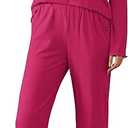 Ekouaer Womens Ribbed Knit Pajamas Set V Neck Long Sleeve Pj Set 2 Piece Loungewear Casual Sleepwear 2XL