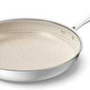 Redchef Non Stick Frying Pans, Hybrid Ceramic Frying Pan, Nonstick Skillet with Stay-Cool Handle, Non Toxic, PFAS PFOA & PTFE Free, Dishwasher & Oven Safe, Compatible All Cooktops (Beige, 12 inch)