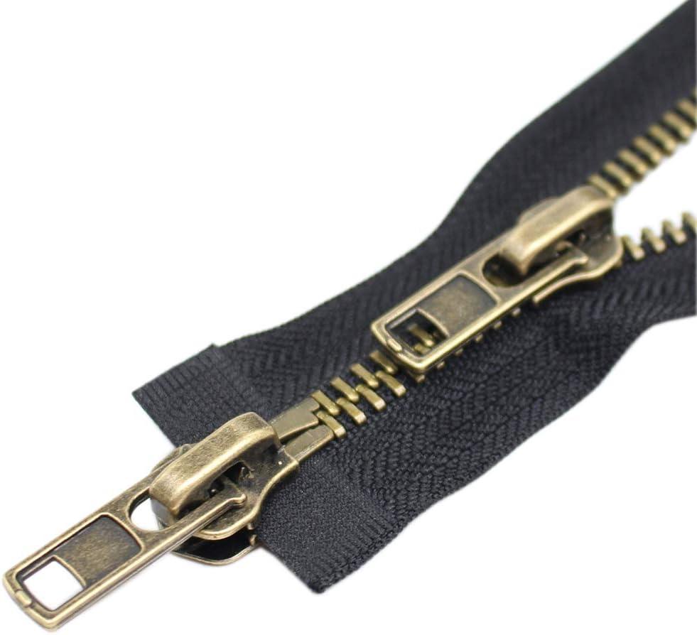 YaHoGa #8 36 Inch Two Way Separating Jacket Zipper Large Antique Brass Metal Zippers for Jackets Coats Sewing Crafts (36" TW Anti-Brass) (Antique Brass Teeth Black Tape)