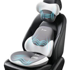 FLORICH Seat Cushion and Lumbar Support Pillow for Office Chair Car Neck Headrest Pillow 100% Memory Foam Seat Pads Pressure Relief Back Cushion and Carseat Pads(Grey)