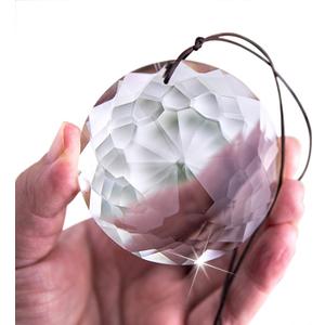 HDCRYSTALGIFTS 75mm Prism Hanging Crystal Suncatcher Clear Chandelier Crystals Flower of Life Prisms Sun Catcher Indoor Window Glass Ornaments for Christmas Tree Gifts