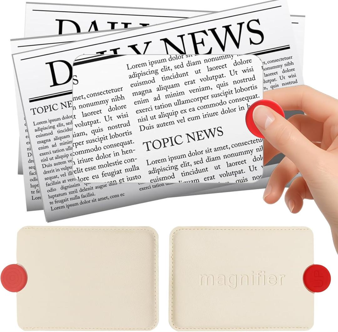 2 PCS 3X Leather Credit Card Magnifying Glass Fresnel Lens Large Area Wallet Page Pocket Magnifier Card Fire Starter, for Reading Small Prints, Sheets, Books, Low Vision Aids & Solar Projects