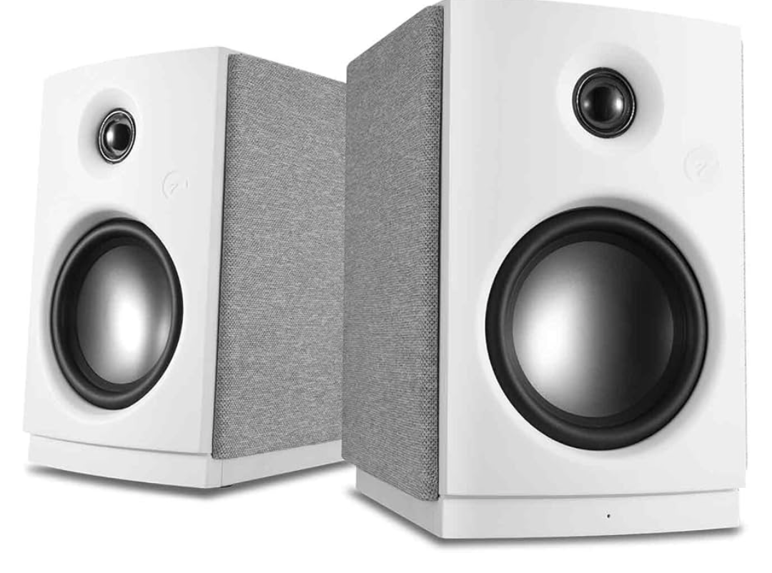HiVi-Swans OS-10 Powered Bookshelf Speakers, Bluetooth 5.0 Active Computer Bookshelf Speakers - 4'' Dynamic Woofer,HiFi Stereo Speakers 62w RMS with Touch Control for PC/Phone/TV - White
