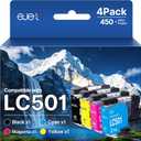 ejet LC501 Ink Cartridges LC501XL for Brother MFC-J1360DW Ink Cartridges Compatible with LC501 Ink Cartridges for Brother Printer MFC-J1360DW MFC-J1410DW MFC-J1260DW 4 Pack, Black Cyan Magenta Yellow