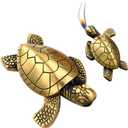 Torch Lighter - Turtle Shaped Refillable Gas Adjustable Flame Lighter, Unique Gift for Men & Women, Decorative Tabletop Lighter for Home & Office (Without Butane)-Titanium Gold