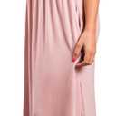 Sarin Mathews Womens Off The Shoulder Ruffle Party Dress Casual Side Split Beach Long Maxi Dresses with Pockets (Pink) L