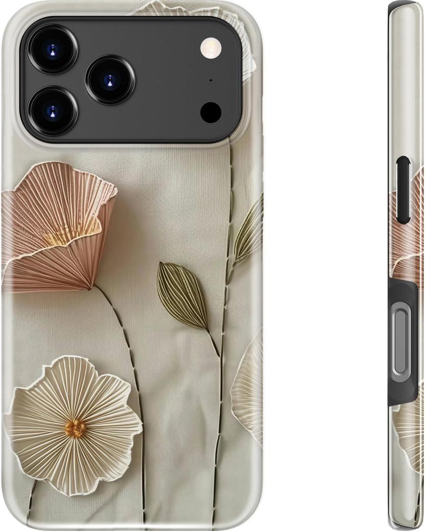 Goodon for iPhone 17 Pro Case - Compatible with Magsafe - Dual-Layer Hard Shell & Silicone Cover - Protective Phone Case with Cute Wildflower Designs for Women - Ethereal Wire Florals