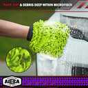 AIDEA Car Wash Mitt Microfiber, 2PK Scratch Free Lint-Free, Premium Chenille Microfiber Mitt Car Wash Brush, Green & Blue, Regular Size 7.12''X10.14''
