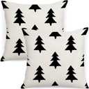 Christmas Pillow Covers 18x18 inch Set of 2 Beige Black Winter Xmas Trees Throw Pillows Farmhouse Decor Holiday Outdoor Cushion Cover Case for Couch Sofa 45
