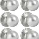 HOSOM 6 Pack Dummy Door Knob, Keyless Closet Door Knobs Satin Nickel Dummy Door Handle, Exterior/Interior Door Knob, Individual Non-Turning Single Side