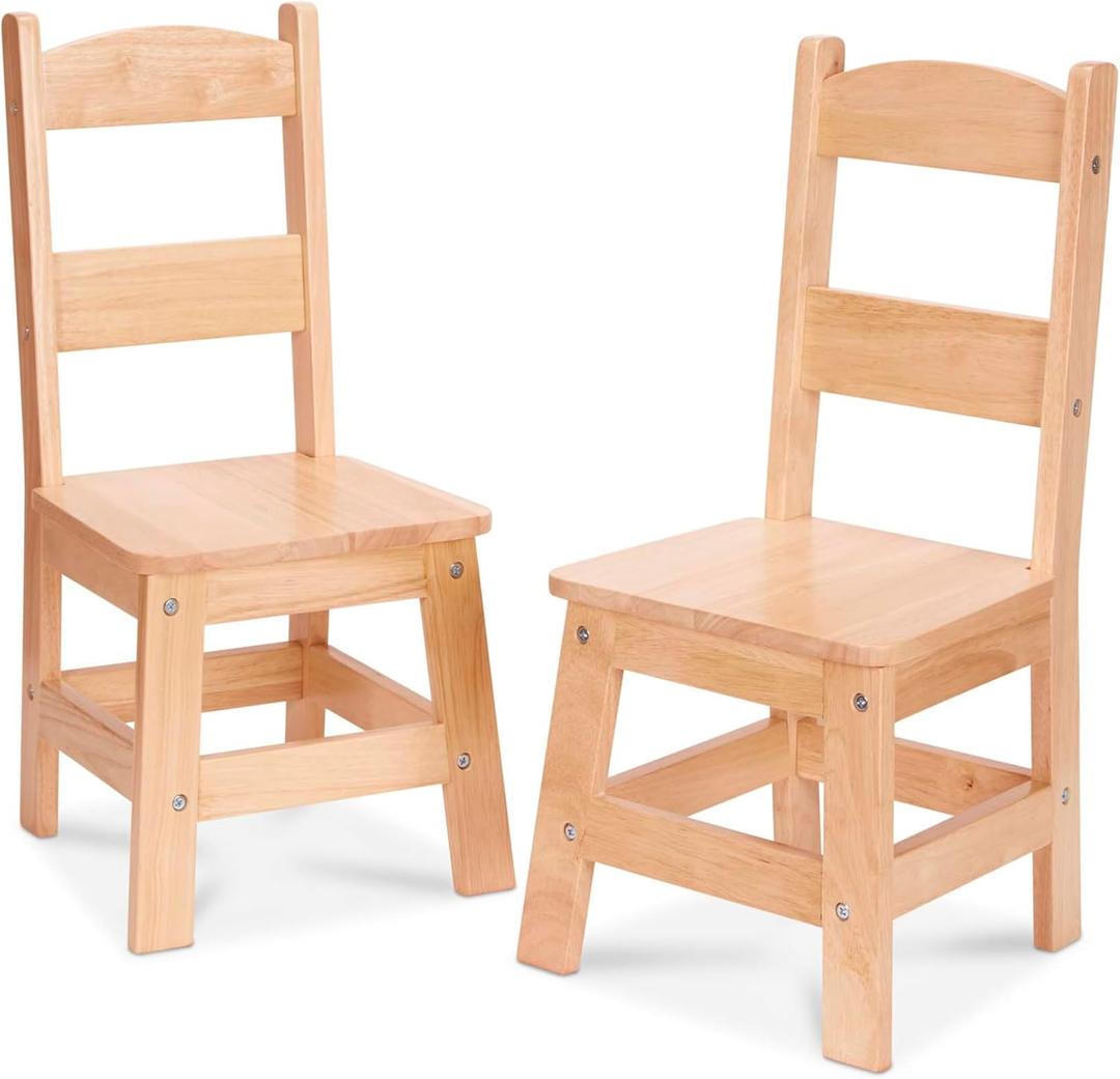 Melissa & Doug Wooden Chairs, Set of 2 - Blonde Furniture for Playroom, 29.9 x 15.55 x 8.25