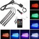 Car LED Strip Light,Uniwit 4 Pieces DC 12V 72 LED Multicolor Car Interior Music Light LED Underdash Lighting Kit with Sound Active Function and Wireless Remote Control Including Car Charger