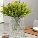 RECUTMS 20 Bundles Outdoor Artificial Flower UV Resistant Fake Stems Plants, Faux Plastic Greenery for Indoor Outside Hanging Plants Garden Porch Window Box Home Wedding Farmhouse Dcor(Yellow)