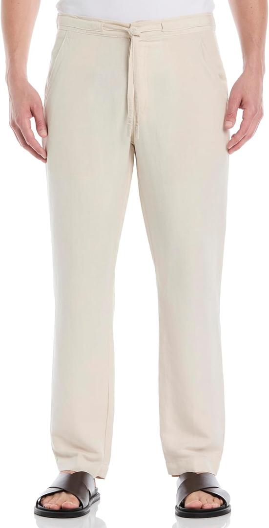 Cubavera Men's Linen-Blend Pants with Drawstring (Size Small-5X Big & Tall), Silver Lining, 5X/30 Inseam