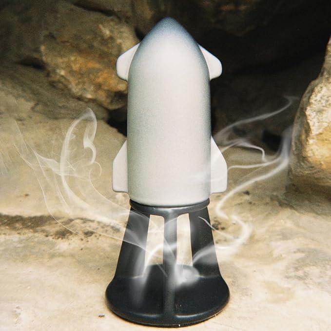 Cyberpunk Starship Incense Burner Holder with Airflow Smoke Effect – Fidget-Friendly Rocket Aromatherapy Decor for Mindfulness, Relaxation, Yoga, Meditation