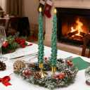 6 Set Christmas Tree Shaped Taper Candles with Holder 10 Inch Christmas Tree Shaped Candles Decorative Xmas Gifts for Centerpiece Decorations