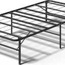 14 Inch Foldable Bed Frame, Twin Bed Frame Metal Platform with Steel Slats, No Box Spring Needed, Tool Free Assembly, Quiet & Sturdy Base for Apartment, Dorm, Small Rooms (Black)