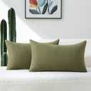 FUTEI Olive Green Decorative Throw Pillow Covers 12x20 Inch Set of 2,Soft Chenille Triangle Check Pattern Pillow Case,Modern Home Decor for Couch Bed Living Room