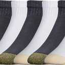 GOLDTOE Men's 656P Cotton Ankle Athletic Socks, Multipairs, Black & White (6-Pairs), Large