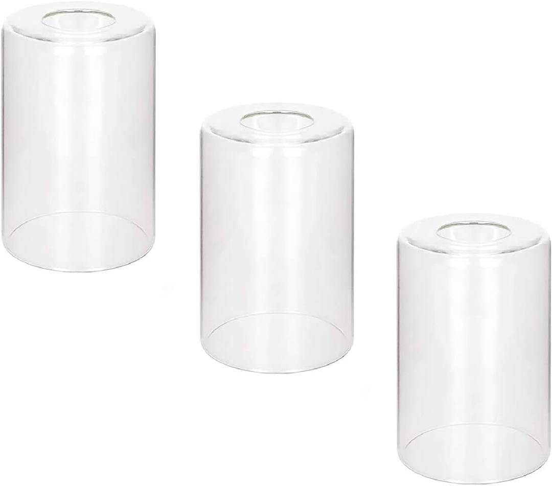 3 Pack Clear Glass Shade, Cylinder Light Fixture Replacement Globe or Cover with 1-5/8-Inch Fitter,5.5Inch Height 3.5Inch Width Wall Sconce Pendant Light Glass Replacement Fixture, Clear