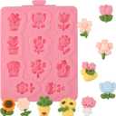 3 x 1 Pcs Mini Plant Silicone Mold, Sunflower Cactus Chocolate Fondant Mold, for Plant Theme Party Kitchen Baking Cookies Candy Chocolate Dough, Making Clay Bath Ball Resin