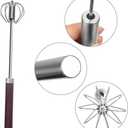 Stainless Steel Semi-Automatic Easy Whisk Handheld Mixer Hand Push Rotary Whisk Blender Egg Beater Hand Push Mixer Stirrer Egg Scrambler for Blending, Whisking, Frothing, Beating & Stirring, 14In