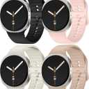 4 Pack Sport Band Compatible with Samsung Galaxy Watch 8 40mm 44mm/Galaxy Watch 8 Classic 46mm (2025), No Gap Soft Silicone Strap One Click Waterproof Replacement for Women Men (Small5.3"-6.7", Starlight/PinkSand/Black/MilkTea)