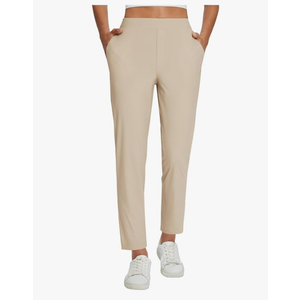 baleaf Womens Travel Pants Lightweight Stretch with Zipper Pockets Petite Ankle Dressy Golf Work Business Casual Slacks, L